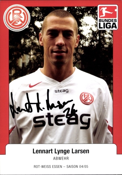Autogrammkarte Fußballer Lennart Lynge Larsen, Rot Weiss Essen, Autogramm