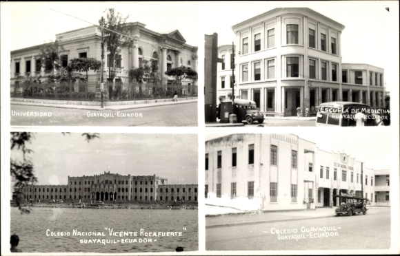 Postcard Guayaquil, Ecuador, University, Vicente Rocafuerte National School