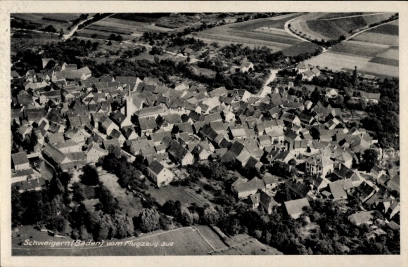 Postcard Schweigern Boxberg in Baden, aerial photograph