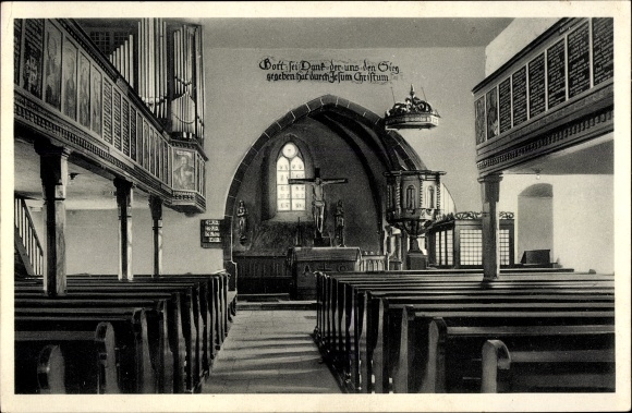 PC Crainfeld Grebenhain in Hessen, Evangelical Church, interior view, organ