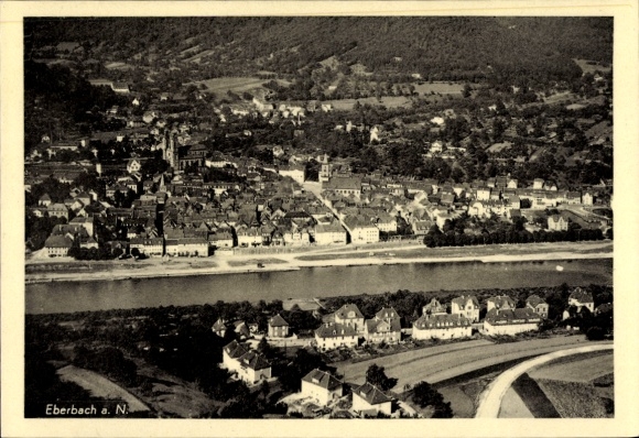 Postcard Eberbach am Neckar Odenwald Baden, aerial photograph