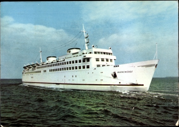 Postcard ferry Warnemünde, starboard view
