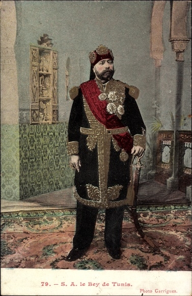 Postcard The Bey of Tunis, Muhammad V an-Nasir