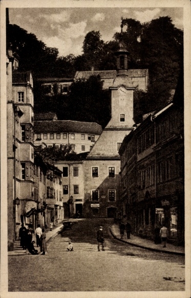 Ak Rudolstadt, Ratsgasse mit altem Rathaus