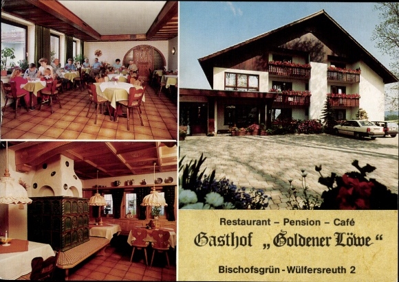 Ak Bischofsgrün im Fichtelgebirge, Restaurant, Pension, Café, Gasthof 'Goldener Löwe', Innenansic