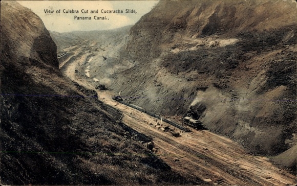 Ak Cucaracha Slide in Panama, Culebra Cut, Cucaracha Slide, Eisenbahn, Oddi