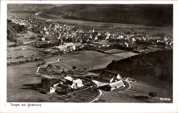 Postcard Tiengen am Oberrhein, aerial photograph, Glockenhof