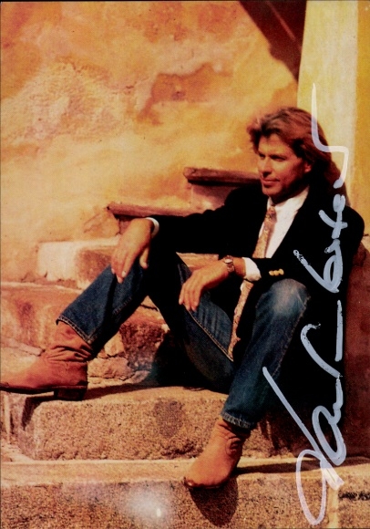 Autograph card of ski racer and singer Hansi Hinterseer, portrait