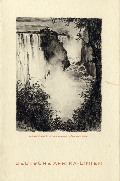 Menu card, steamer Usaramo, March 3, 1939, breakfast, Victoria Falls