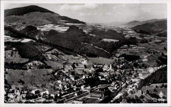 Postcard Zell im Wiesental, aerial photograph