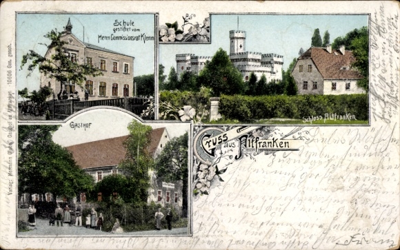Postcard Dresden Altfranken, school, donated by Klemm, castle, inn