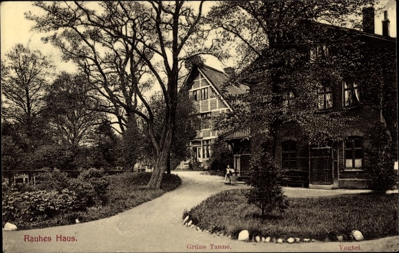 Postcard Hamburg Horn, The Rauhe Haus, Rauhes Haus, Grüne Tannen, Vogtei