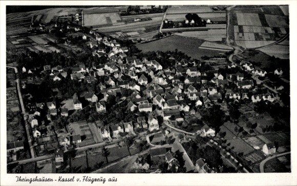 Ak Kassel in Hessen, Luftaufnahme von Ihringshausen, Häuser, Felder