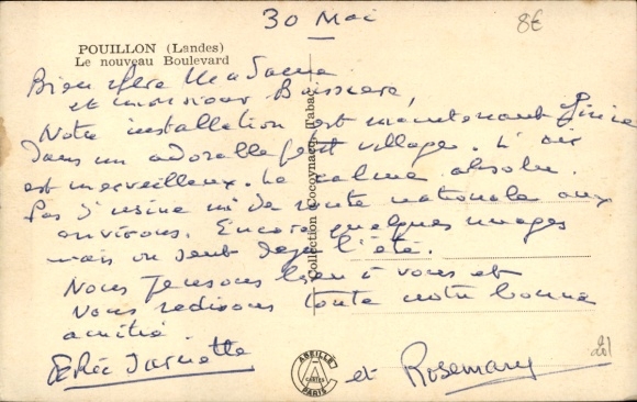 Postcard Pouillon Landes, Le nouveau Boulevard