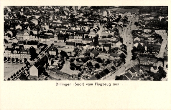 Postcard Dillingen in Saarland, aerial photograph