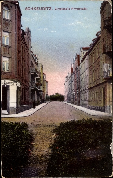 Ak Schkeuditz in Sachsen, Zirrgiebel's Privatstraße, Café Bismarck