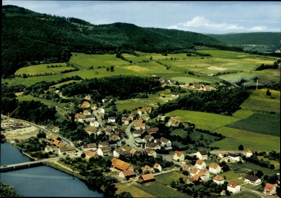 Postcard Hemfurth Edersee Edertal Hessen, total view