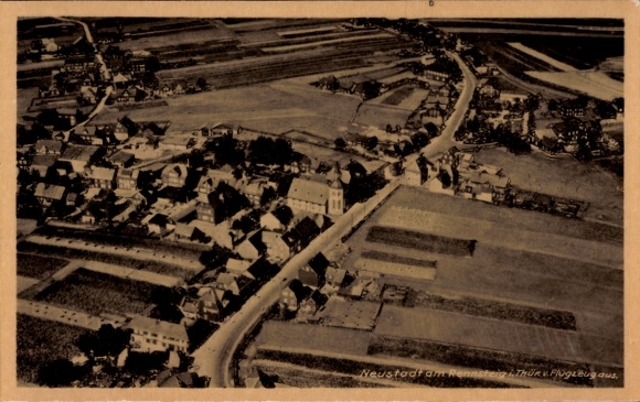 Postcard Neustadt am Rennsteig Großbreitenbach in Thuringia, aerial photograph