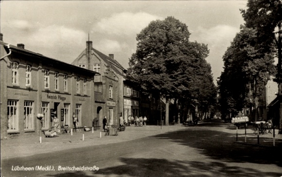 Postcard Lübtheen in Mecklenburg, building, trees, street, Harich Pligge, Lübtheen (Meckl.), Breitsch...