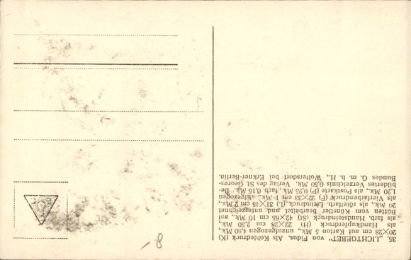 Art Nouveau artist Postcard Fidus, Prayer of Light, handprint, No. 35