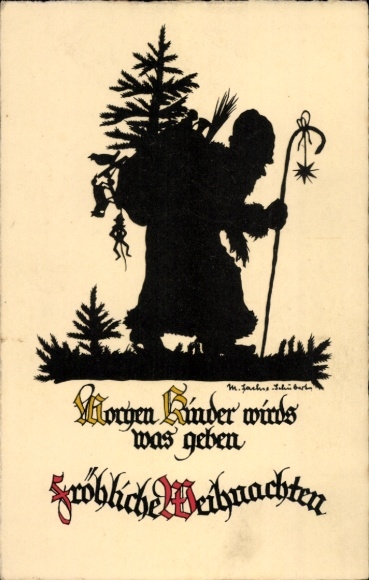 Scherenschnitt Ak Frohe Weihnachten, Weihnachtsmann