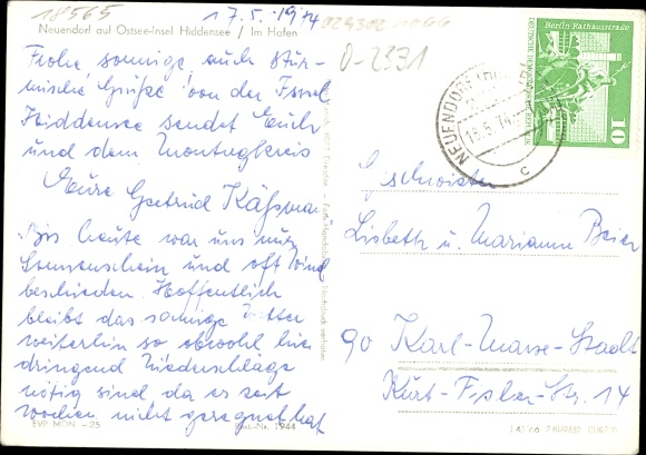 PC Neuendorf Insel Hiddensee, harbor section with sailing boats and steamer