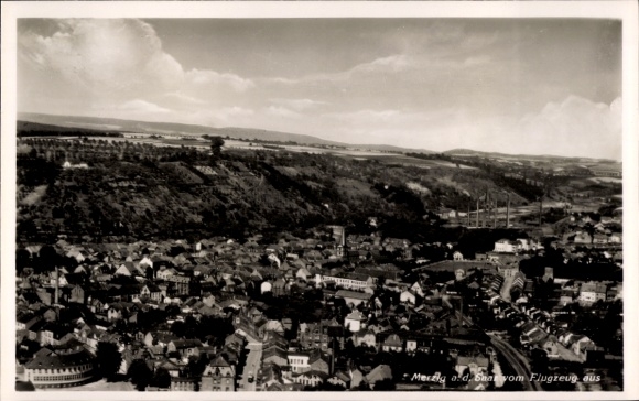 Postcard Merzig an der Saar, aerial photograph