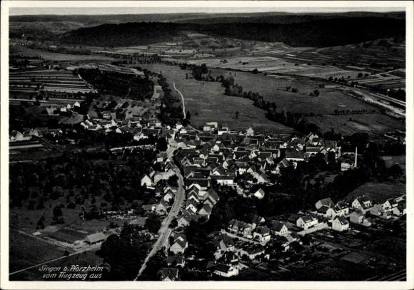 Postcard Singen Remchingen in the Enzkreis, aerial photograph