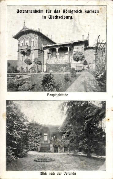 Ak Wechselburg in Sachsen, Veteranenheim, Veranda