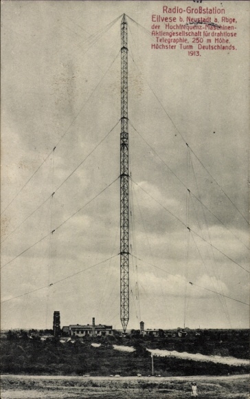Postcard Eilvese Neustadt am Rübenberge, large radio station, highest tower in Germany