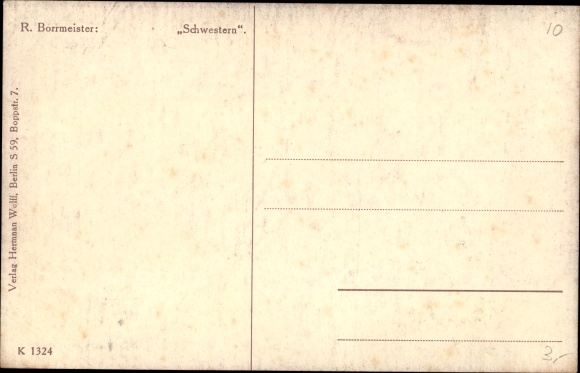 Kunstenaarskaart Borrmeister, R., zusjes, meisjesportret