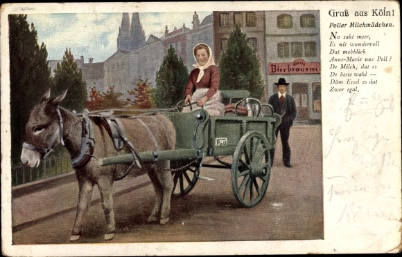 PC Köln am Rhein, bollard milkmaid, donkey cart