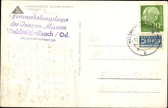 Ak Wald Michelbach in het Odenwald Hessen, jeugdherberg