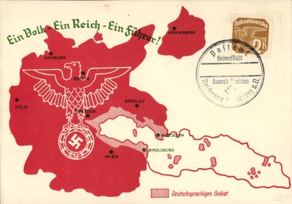 Mapy KP Wielkie Niemcy, Anschluss Sudetenland, Dzień Wyzwolenia