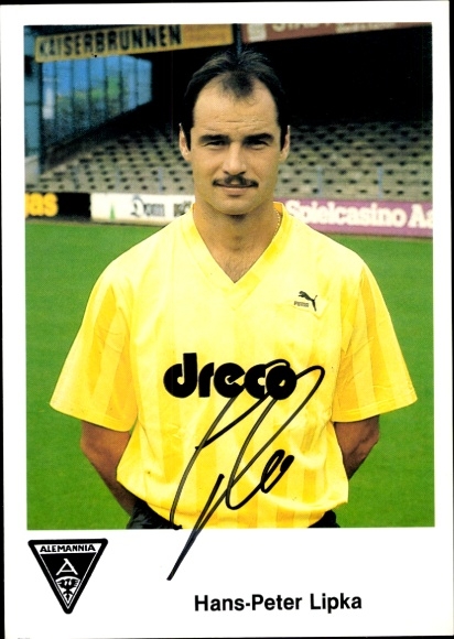 Autogrammkarte Trainer Hans-Peter Lipka, Alemannia Aachen, Autogramm