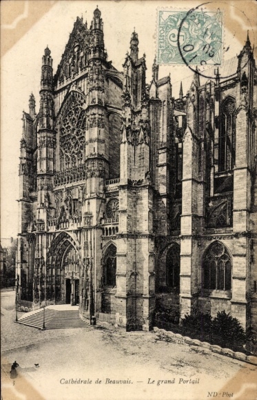 Postcard Beauvais Oise, cathedral, large portal