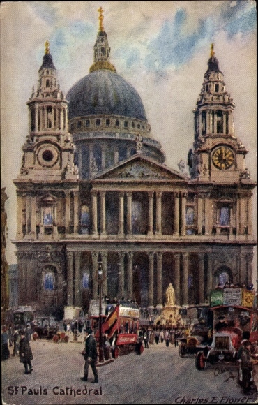 Artist Postcard Flower, Charles, London City, St. Paul&#39;s Cathedral