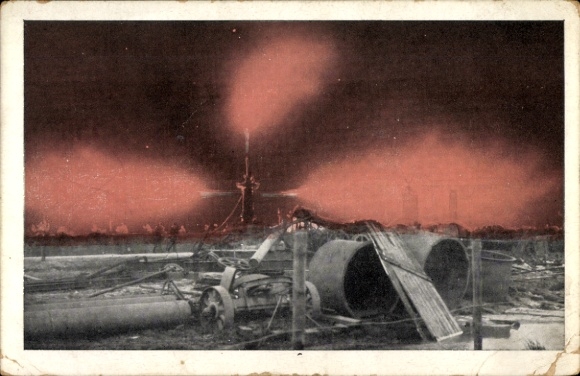 Postcard Hamburg Bergedorf Neuengamme, natural gas source, caught fire 4.11.1910