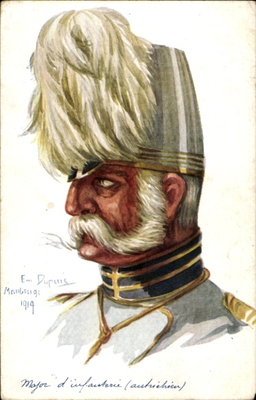 Kunstenaar Ak Dupuis, Emil, majoor van de Oostenrijkse infanterie, 1914