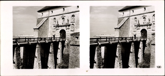Stereo Raumbild Foto "Großdeutschlands Wiedergeburt", Nr. 100, Burg Forchtenstein, Burgenland
