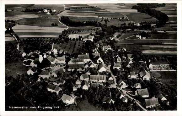 Postcard Hasenweiler Horgenzell in Upper Swabia Württemberg, aerial photograph