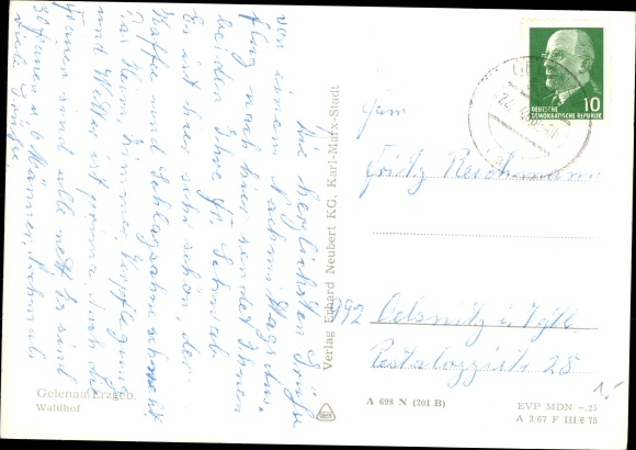 Postcard Gelenau in the Ore Mountains, Waldhof
