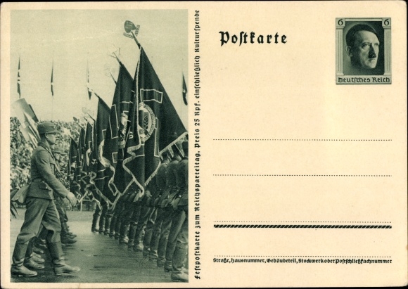 Ganzsachen Ak Nürnberg, Reichsparteitag 1937, Reichsarbeitsdienst, Arbeitsmänner, RAD Aufmarsch