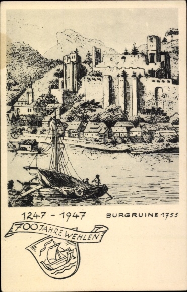 Ak Stadt Wehlen an der Elbe Sächsische Schweiz, Burgruine, Stadt  700 Jahre  s Motiv