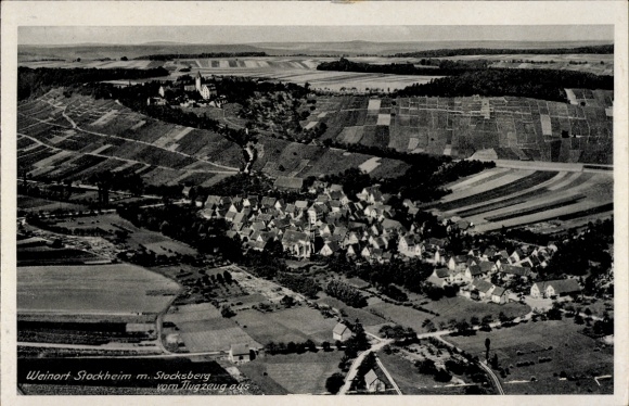 Postcard Stockheim Brackenheim an der Zaber Heilbronn district, aerial photograph, Stocksberg, panorama