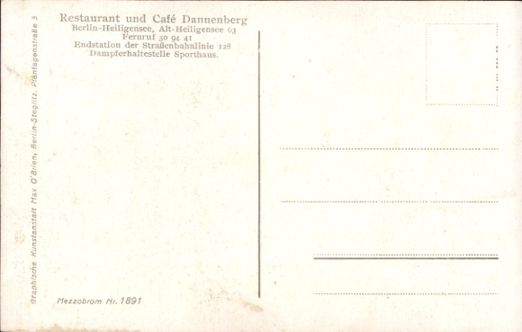 Postcard Berlin Reinickendorf Heiligensee, Restaurant and Cafe Dannenberg, Alt Heiligensee 63
