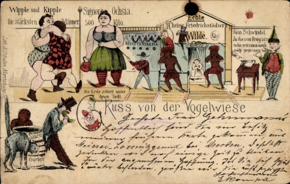Litho Dresden Altstadt Johannstadt, Festplatz Vogelwiese, Wipple und Kipple, Signora Ochsia
