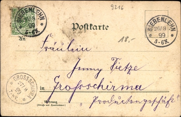 Chromo-Litho Siebenlehn Großschirma in Saxony, Romanus, Ratskeller, school, customs house