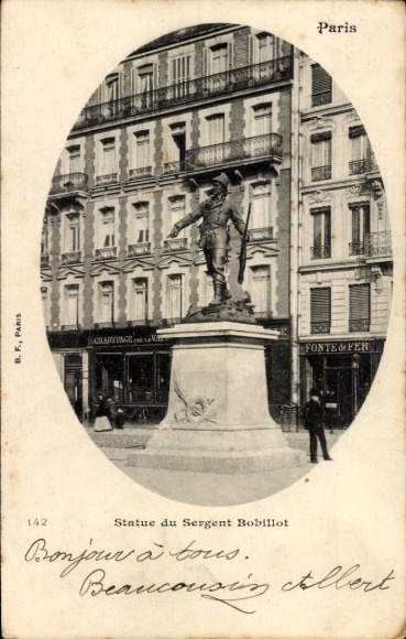 Ak Paris 13e, standbeeld van sergeant Bobillot