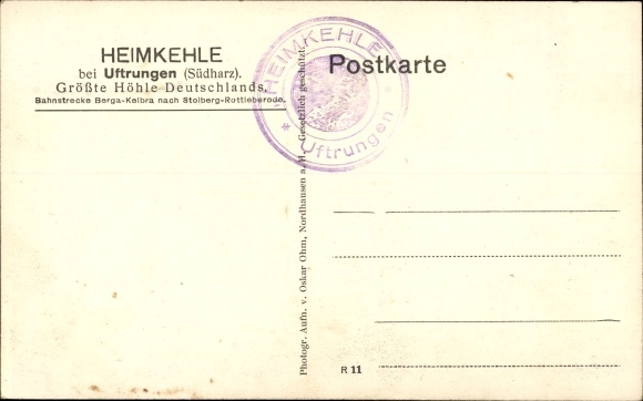 Postcard Uftrungen South Harz, Heimkehle Cave, Am Seeauge